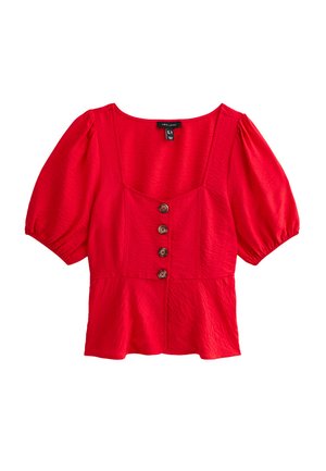 New Look TEXTURED BUTTON UP PEPLUM  - Blouse - red
