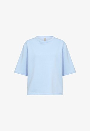 Light blue oversized short-sleeve t-shirt with crew neck and straight hem, displayed on a white background.