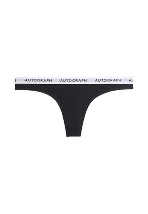 Sort g-streng med hvid elastik i taljen med gentaget "AUTOGRAPH"-tekst i sort.