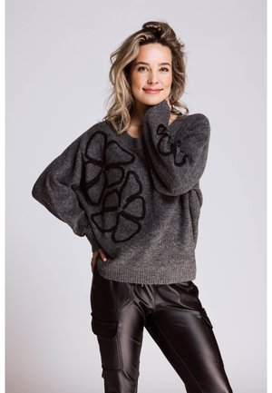 LUANA FLOWER - Strickpullover - black