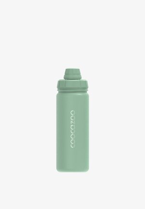 Hellgrüne wiederverwendbare Wasserflasche mit breiter Öffnung und Schraubverschluss, mittig mit vertikalem „coocazoo“-Schriftzug.