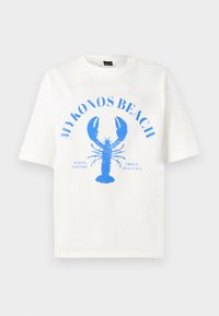 OVERSIZED TEE - Tričko s potlačou - off white/blue