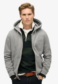 Superdry & Co ESSENTIAL LOGO HOOD TRACK  - Sudadera con cremallera - dark grey fleck marl