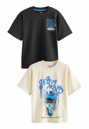 Next GRAPHIC SHORT SLEEVE 2 PACK STANDARD - Nyomott mintás póló - black ecru