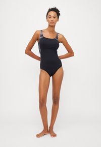 Speedo WOMENS SHAPING LUNALUSTRE PRINTED PIECE - Fürdőruha - black/oxid grey/white