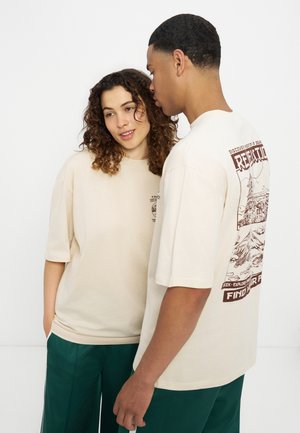 YOURTURN, UNISEX REVELATION BACK REGULAR FIT - Camiseta estampada - oatmeal