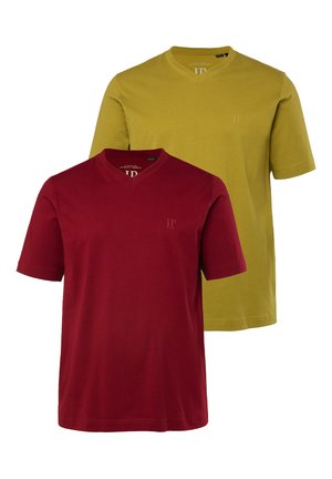 T-SHIRT 2ER PACK V-AUSSCHNIT HALBARM  - Basic T-shirt - burgundy red