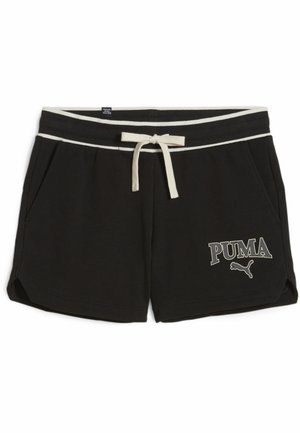 Shorts negros confeccionados en una mezcla de algodón, con una cinturilla elástica y cordones, bolsillos laterales y un logotipo de Puma en blanco.