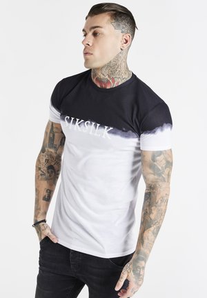 DIP DYE FADE TEE - Print T-shirt - white/black