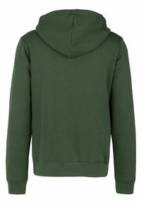 Felpa verde con cappuccio, realizzata in morbido tessuto, con vestibilità rilassata, maniche lunghe e tasca a marsupio frontale.