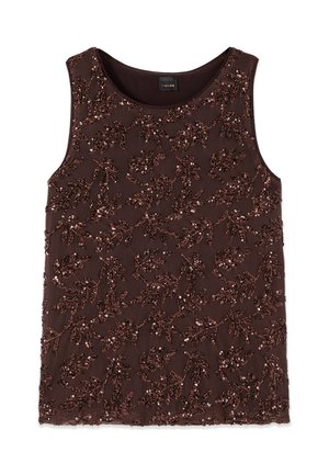 Oltre, TOP CON PAILLETTES - Bluse - marrone