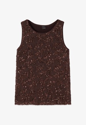 Oltre, TOP CON PAILLETTES - Bluse - marrone