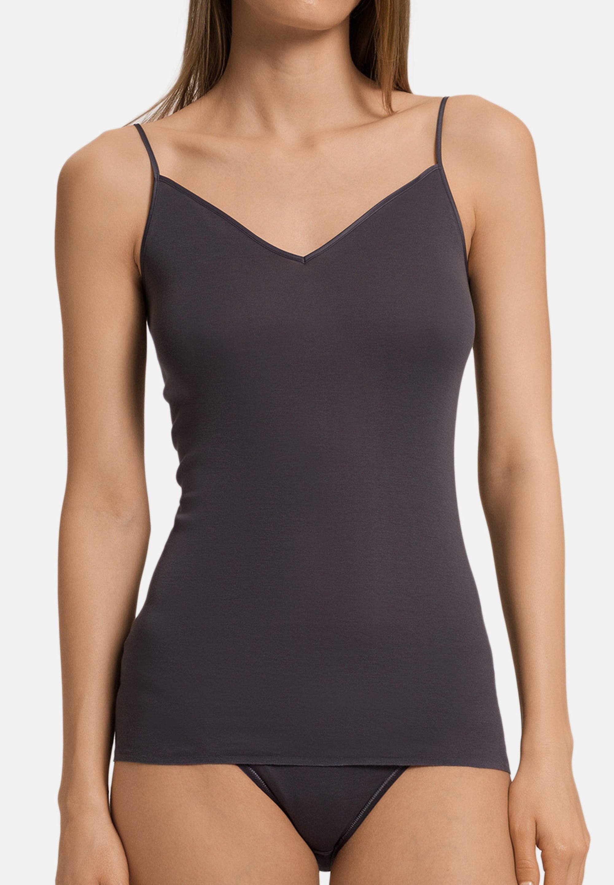 Hanro SEAMLESS SPAGHETTI - Hemd - black pearl/donkergrijs Hanro SEAMLESS SPAGHETTI - Hemd - black pearl/donkergrijs