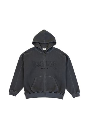 Vertere Berlin, STONE LOGO ZIP HOODIE UNISEX - Sudadera con cremallera - washed black