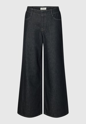 Selected, SLWEXTRA WIDE BARIA-BORA MW JEANS - Coupe large - dark grey denim