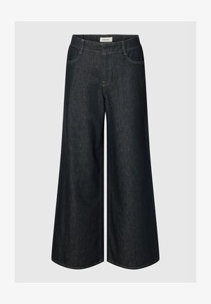 Selected, SLWEXTRA WIDE BARIA-BORA MW JEANS - Coupe large - dark grey denim