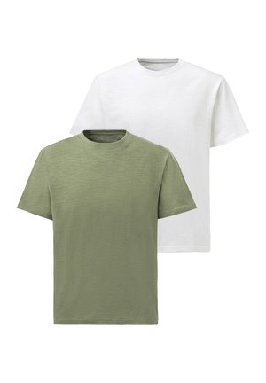 2 PACK - T-Shirt basic - khaki offwhite