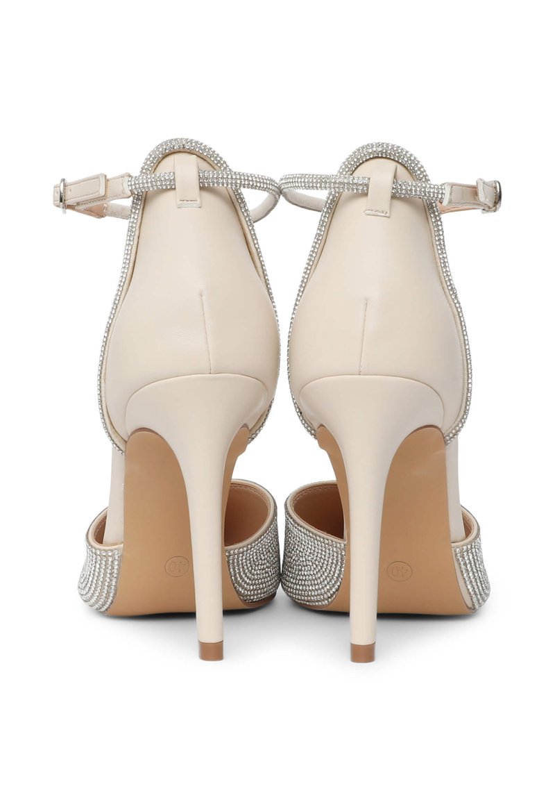 Scarpe Donna Con Tacco A Spillo E Cinturino Alla Caviglia, Décolleté In Raso Con Strass, Scarpe Da Sposa Ed Eleganza, Tacco 8,5 Cm - 3