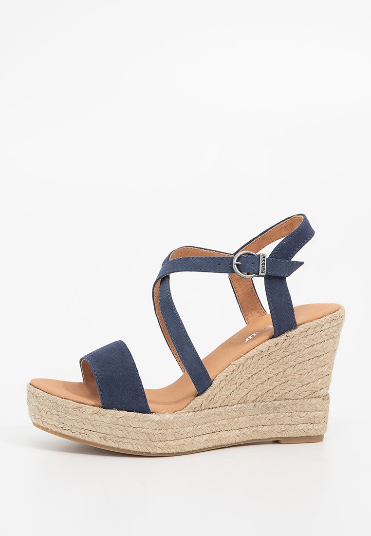 Barbour Sandalen met sleehak donkerblauw