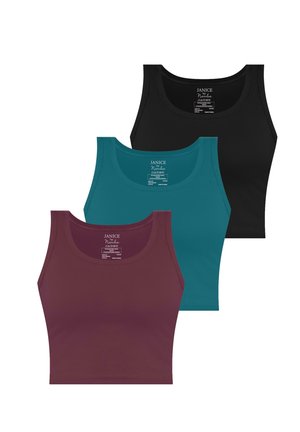 3 X DAMEN  - Top - burgund petrol schwarz
