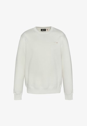 Biała bluza z bawełnianej mieszanki. Okrągły dekolt, długie rękawy, ściągacze przy rękawach i u dołu. Posiada małe, haftowane logo na klatce piersiowej.