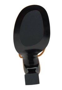 Sandale à talon marron avec une semelle texturée noire. Dotée de sangles ajustables et d'un large talon bloc. Fini lisse, design minimaliste.