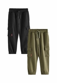 Next - JOGGERS 2 PACK-REGULAR FIT - Hlačami s stranskimi žepi - black khaki green Miniaturna slika 1