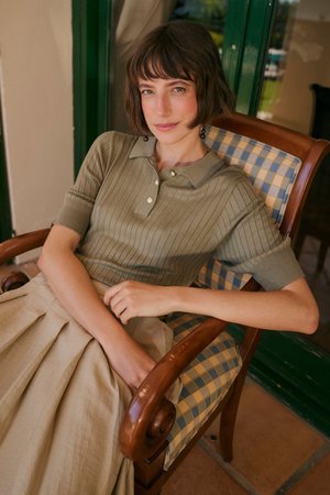 Culture, CUSOPHI ANNEMETTE SHORT SLEEVE - Polo - dusky green