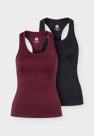 Even&Odd active 2 PACK - Débardeur - black/bordeaux