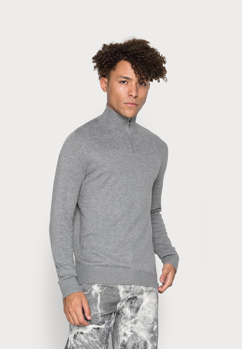 Jack & Jones JJEEMIL HALF ZIP - Camisola - grey melange
