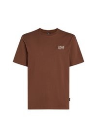 Brun bomulds t-shirt med korte ærmer og rund hals. Har et lille hvidt O'Neill-logo på venstre brystområde.