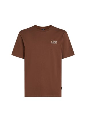 Brown cotton t-shirt with short sleeves and a crew neckline. Features a small white O'Neill logo on the left chest area.
