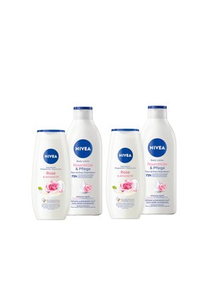 2X ROSENLIEBE GESCHENKSET 2025 (JE 2 TLG.) ROSE & ALMOND OIL PFLEGEDUSCHE + ROSENBLÜTEN BODY LOTION - Körperöl & Schimmer - transparent