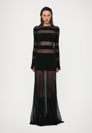 SPLICED LONG SLEEVE FLARED GOWN SKIRT - Velika haljina - black