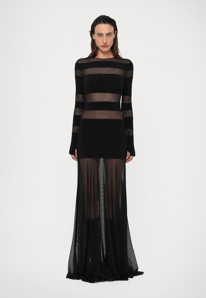 Norma Kamali SPLICED LONG SLEEVE FLARED GOWN SKIRT - Maxi dress - black -  Zalando