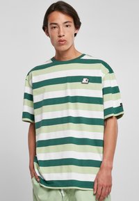 STARTER SUN STRIPES - T-shirt con stampa - darkfreshgreen vintagegreen white