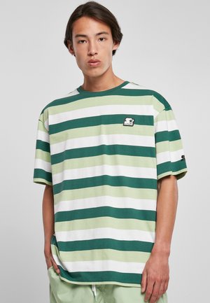 STARTER SUN STRIPES - Camiseta estampada - darkfreshgreen vintagegreen white