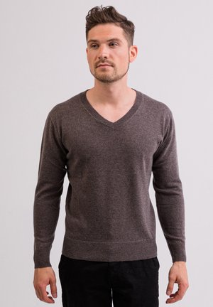 V-AUSSCHNITT - Neule - taupe melange
