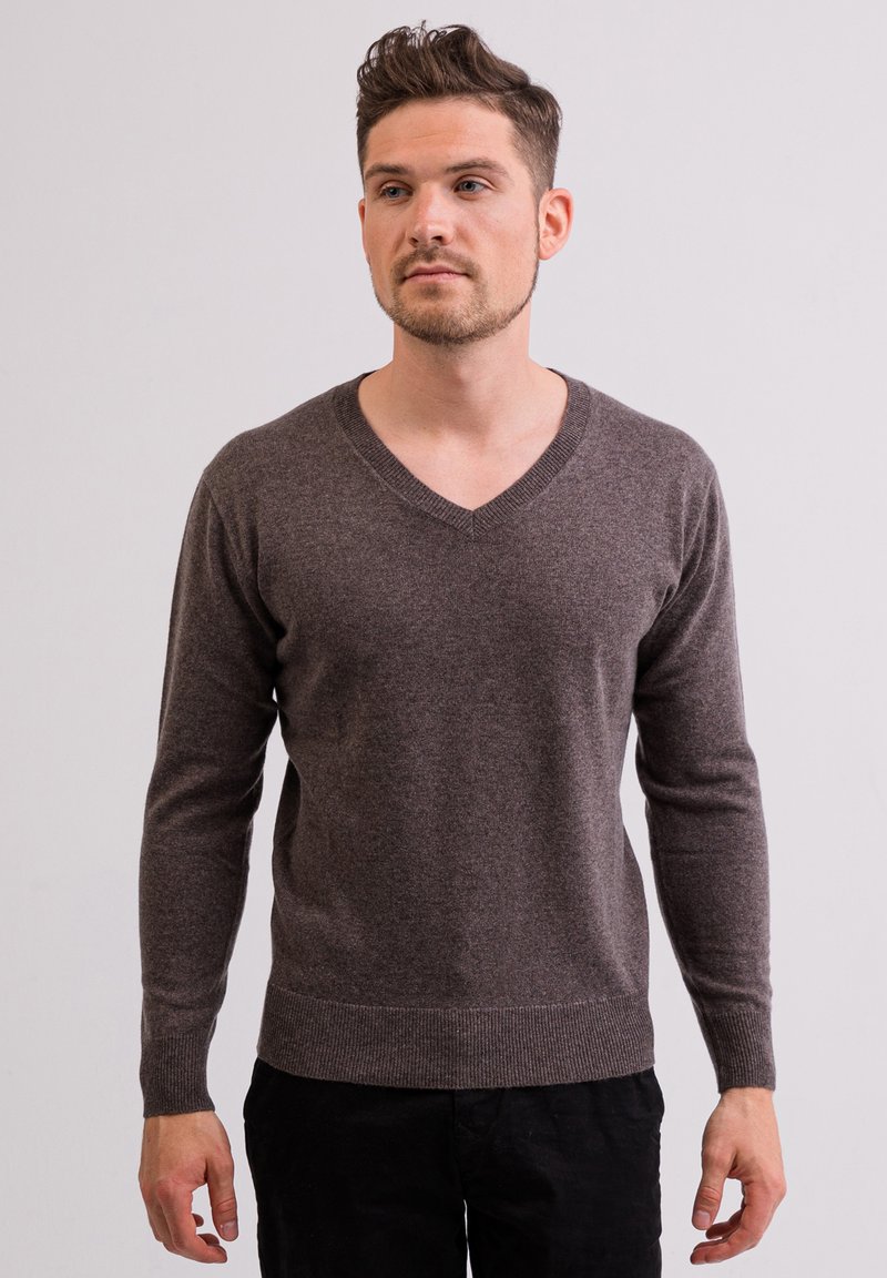 CASH-MERE V-AUSSCHNITT - Maglione - taupe melange