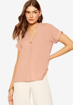 Friends Like These V NECK ROLL SLEEVE BUTTON - Blůza - pink