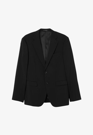 Svart blazer i glatt tyg, med tvåknapprad, snedskurna slag och två framfickor. Strukturerad yta med satinfoder.