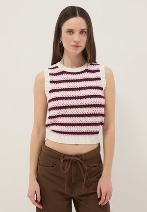 B.ANGEL REGULAR FIT STRIPED TANK TOP - Strickpullover - pink/white