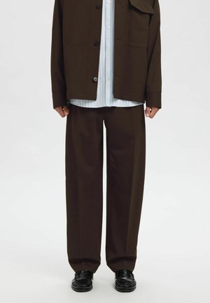 RELAXED FIT - Bukser - dark brown melange