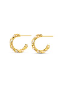 Orelia PEARL & CRYSTAL WOVEN TWIST HOOP - Fülbevalók - gold-coloured