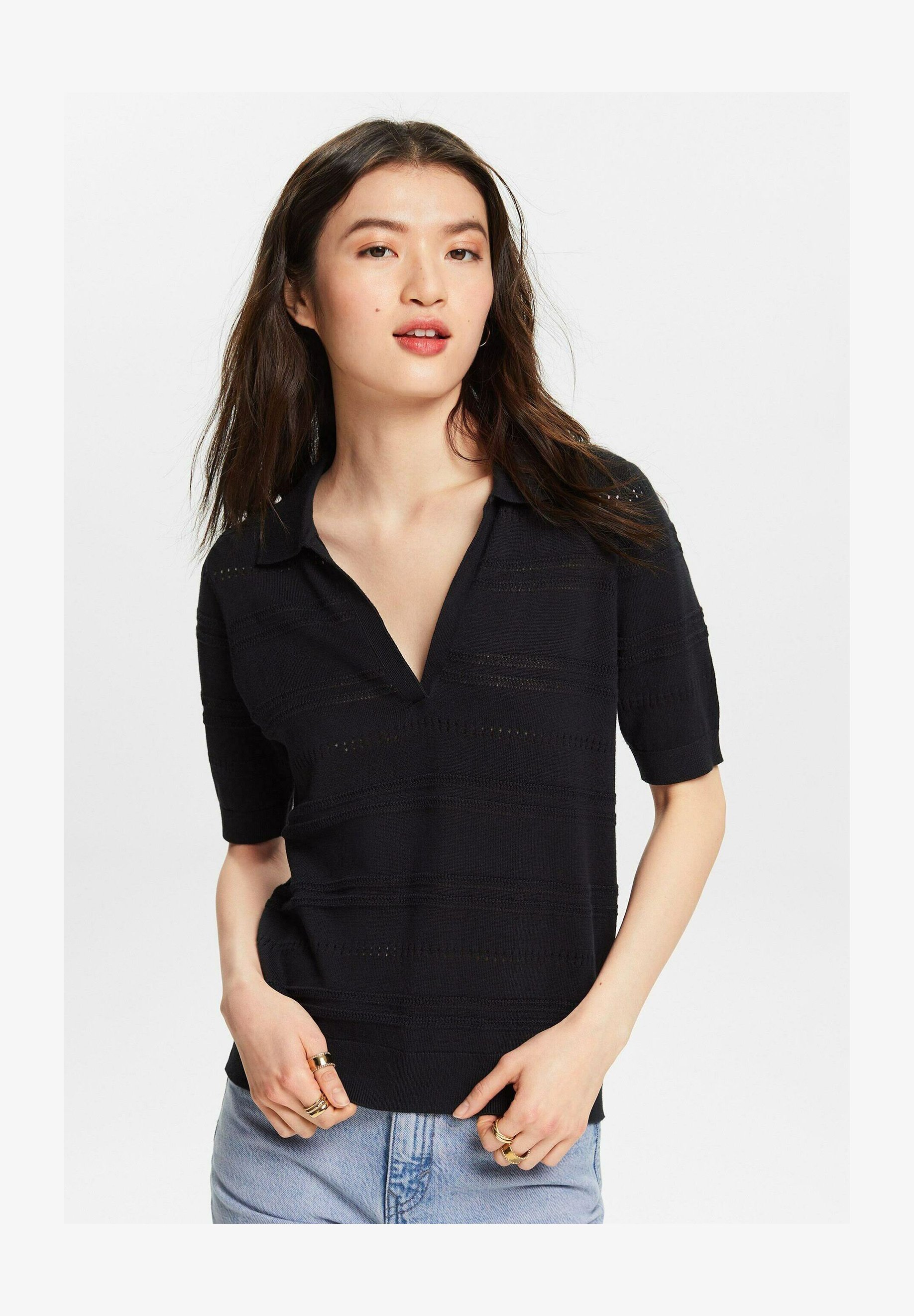 ESPRIT T-Shirt Donna In Jersey Di Cotone A Coste – Modello A Righe Multicolore, Vestibilità Aderente