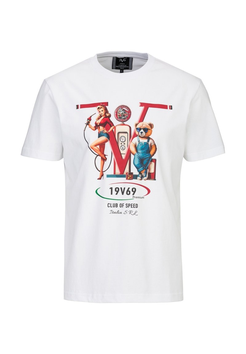 19V69 Italia RAFAEL RACING - Print T-shirt - white - Zalando