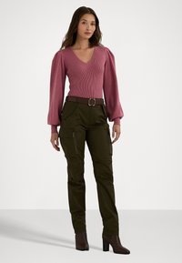 Lauren Ralph Lauren COTTON BLEND BLOUSON SLEEVE SWEATER - Džemperis - rose blush