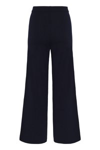 Σκούρο μπλε παντελόνι με φαρδιές γραμμές, ελαστική μέση, αδιάκοπη σχεδίαση και άνετ�η εφαρμογή από τη μέση μέχρι το τελείωμα.