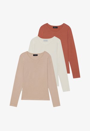 3 PACK - Bluză cu mânecă lungă - off white/beige/cognac