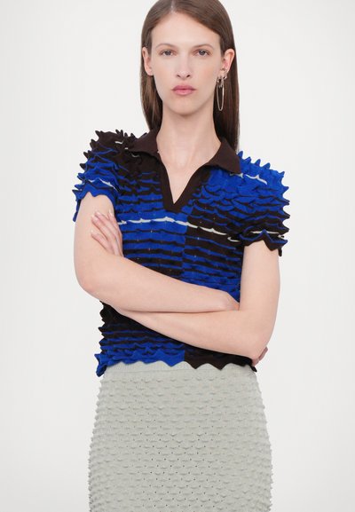 Chet Lo SPIKEY GRADIENT - Tricou cu imprimeu - electric blue/brown/mint
